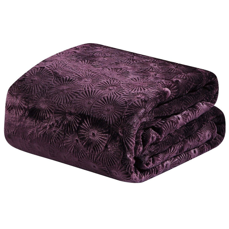 Louvre Embossed Microplush Blanket - Assorted Colors Linen & Bedding Queen Plum - DailySale