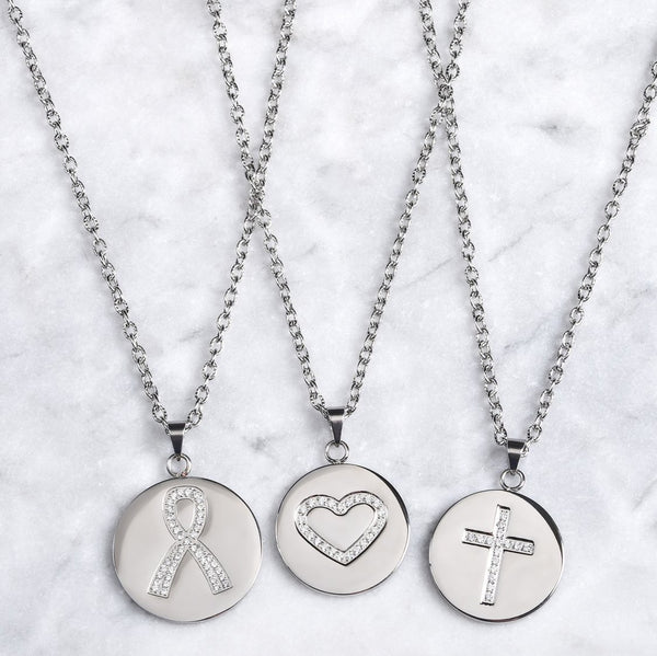 Love, Faith, & Survival Cubic Zirconia Disc Necklace Necklaces - DailySale
