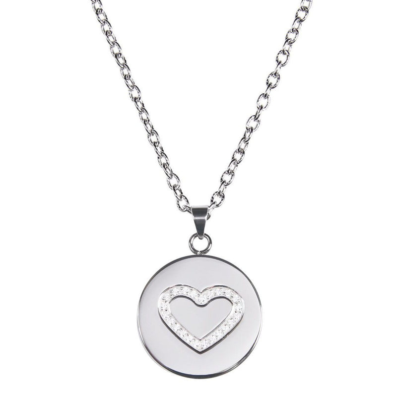 Love, Faith, & Survival Cubic Zirconia Disc Necklace Necklaces Heart - DailySale