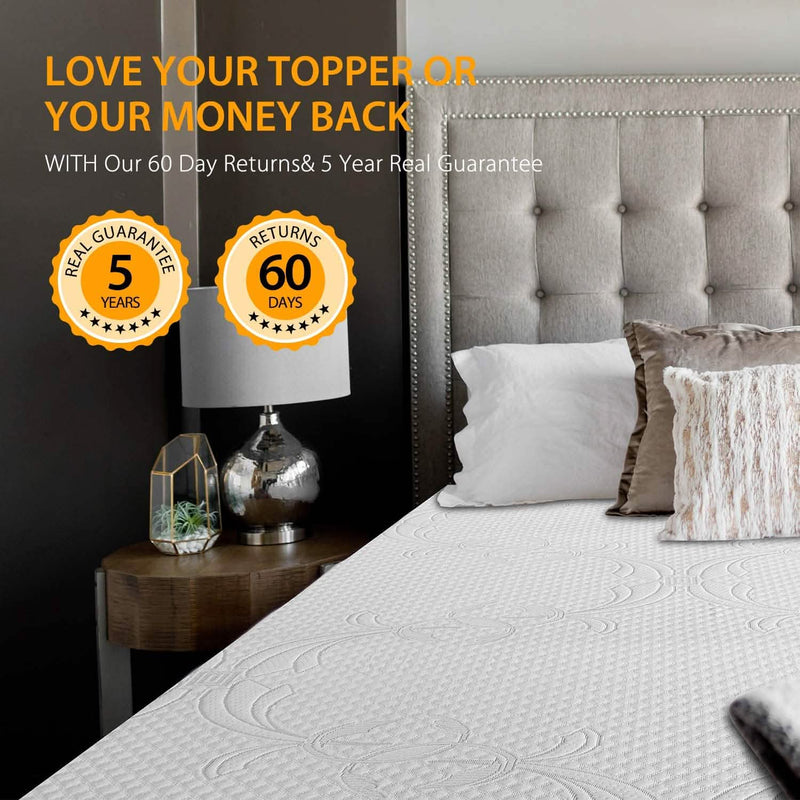 LSOFT Mattress Pad Gel Infused Memory Foam Mattress Topper 4 Corner Elastic Anchor Band Washable Bed Cover Bedding - DailySale