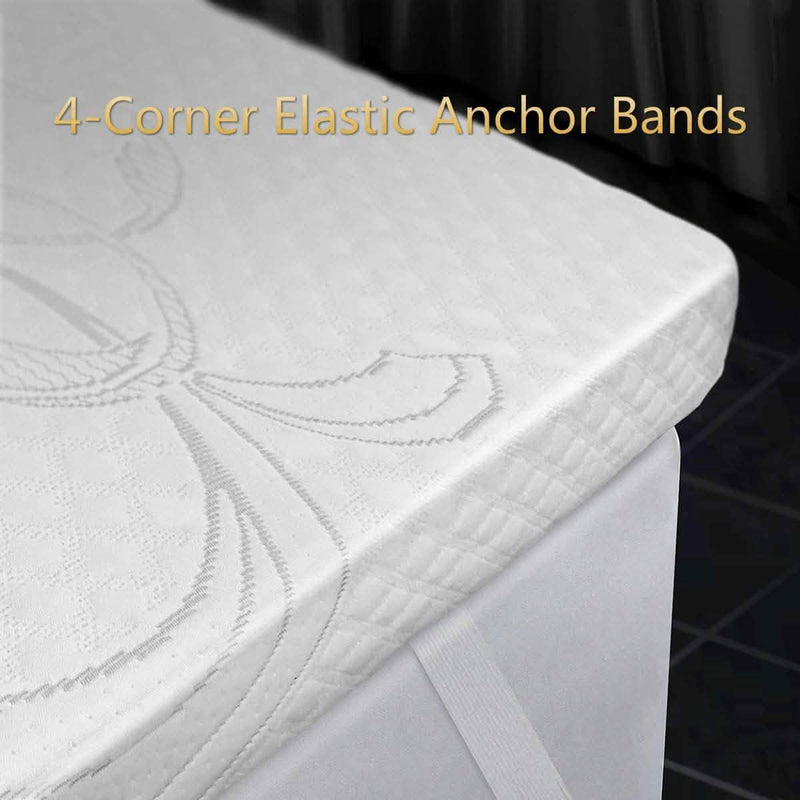 LSOFT Mattress Pad Gel Infused Memory Foam Mattress Topper 4 Corner Elastic Anchor Band Washable Bed Cover Bedding - DailySale