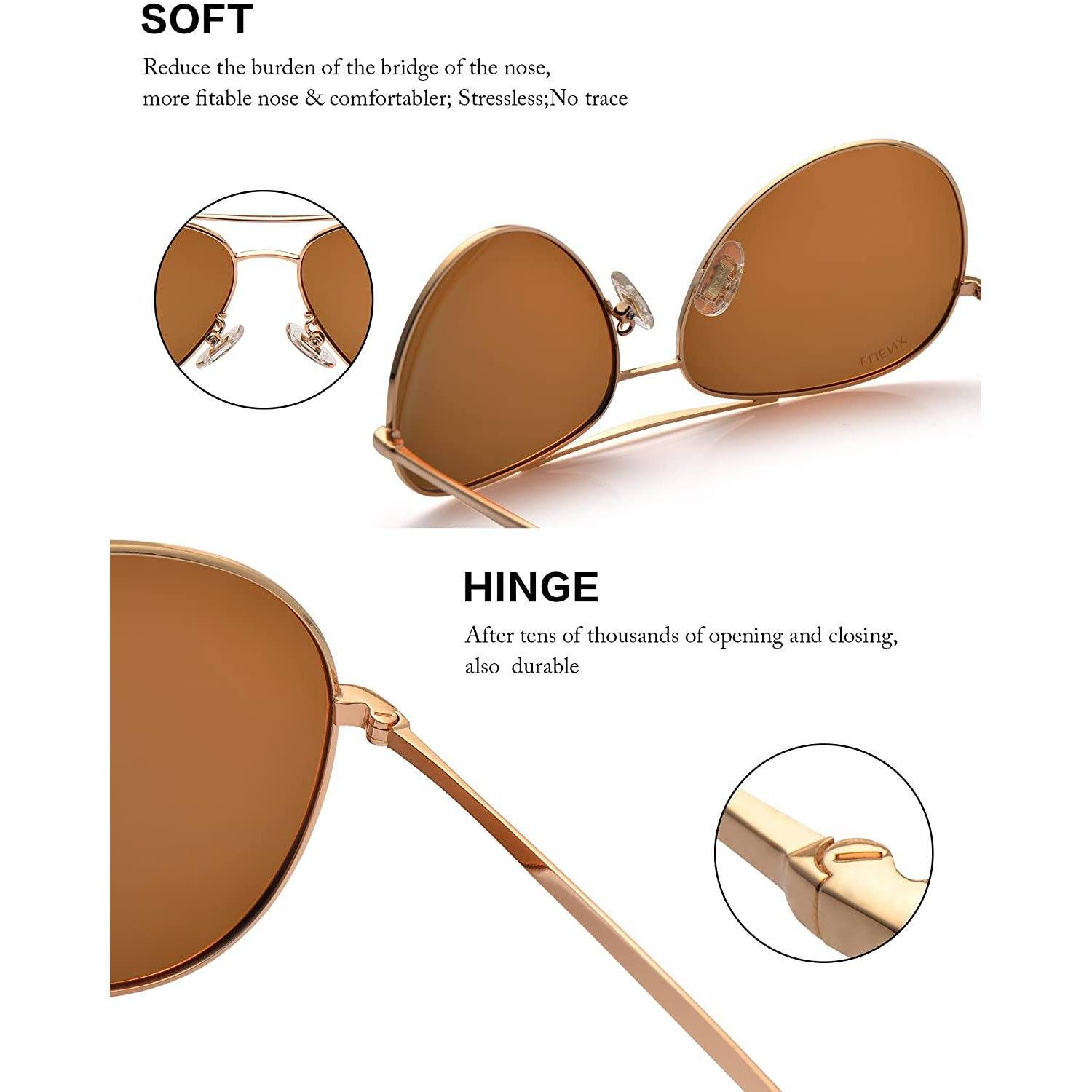 LUENX Aviator Sunglasses Men Women Polarized UV400 Metal Frame 60MM Men's Accessories - DailySale