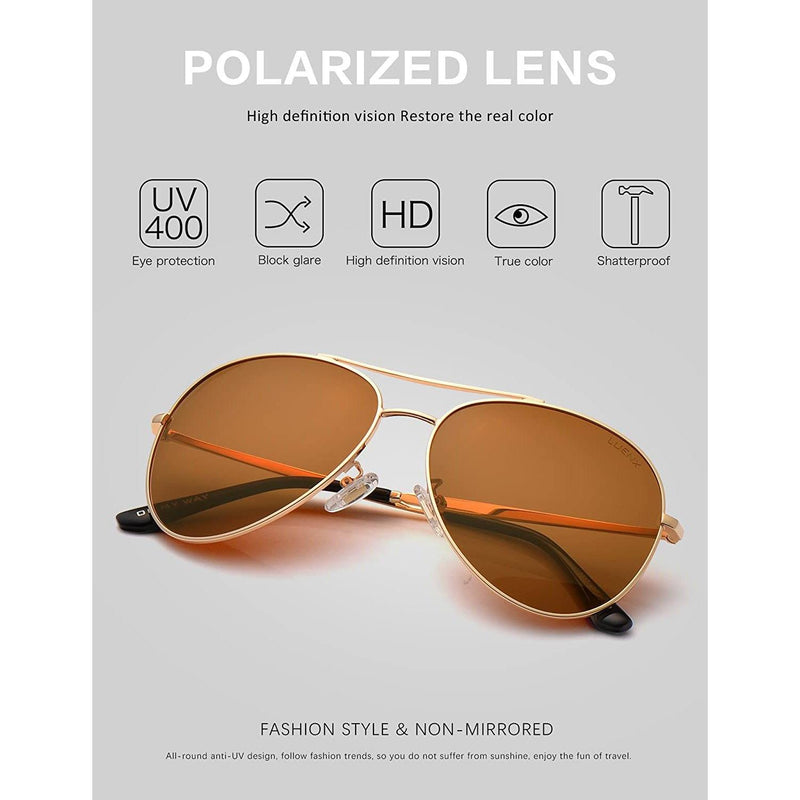 LUENX Aviator Sunglasses Men Women Polarized UV400 Metal Frame 60MM Men's Accessories - DailySale