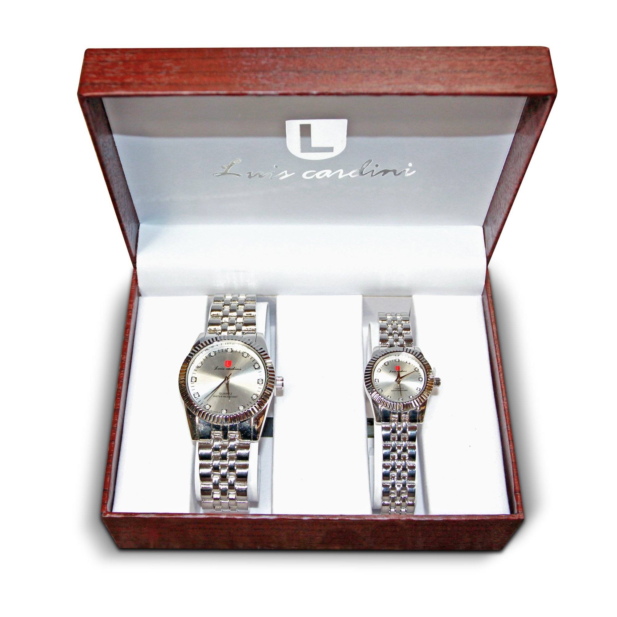 Luis Cardini Stainless Steel His & Her Couple Watch Women's Shoes & Accessories - DailySale