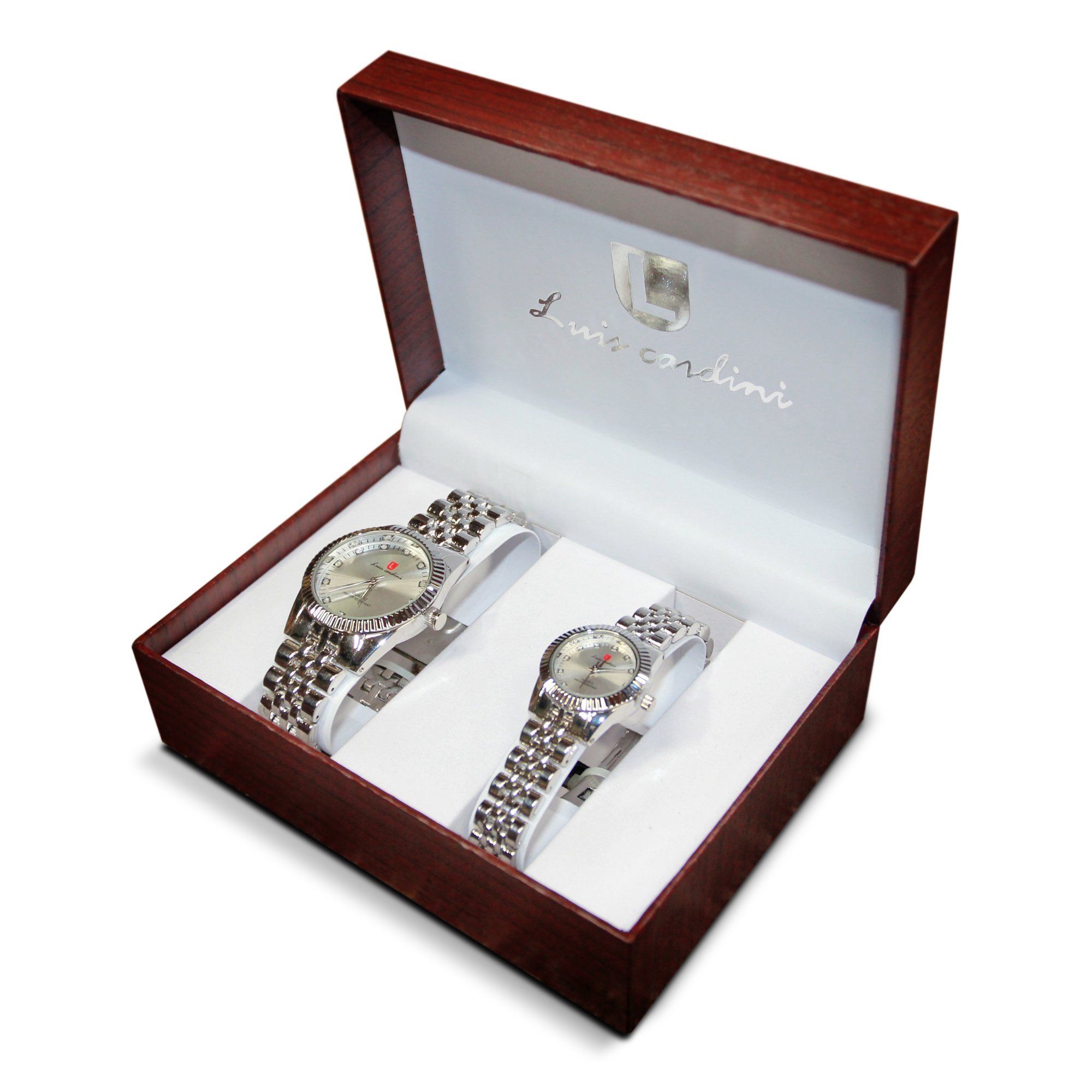 Luis Cardini Stainless Steel His & Her Couple Watch Women's Shoes & Accessories - DailySale