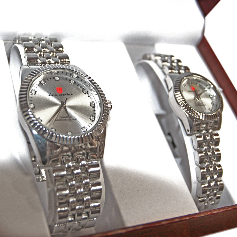 Luis Cardini Stainless Steel His & Her Couple Watch Women's Shoes & Accessories - DailySale