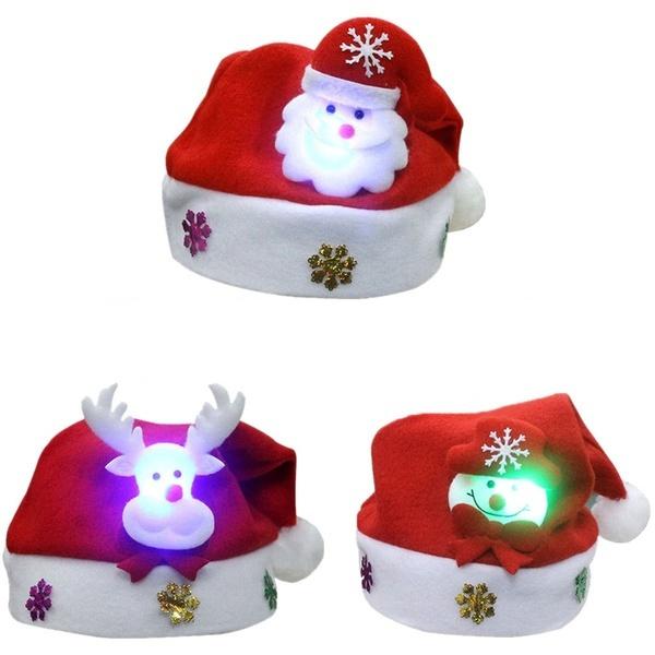 Luminous Christmas Hat Glowing Santa Claus, Snowman, Deer Christmas Hat Holiday Decor & Apparel Adult Illuminated - DailySale