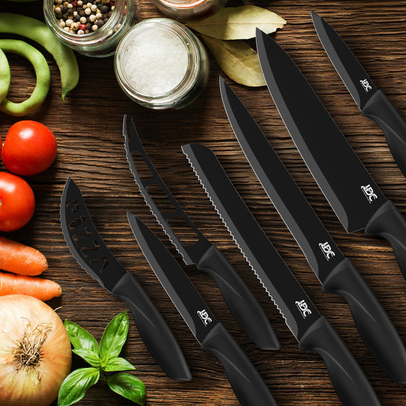 Lux Decor Collection 8-Piece Steak Knives Set - Black Stainless Steel Ultra  Sharp Serrated Kitchen Knife Set