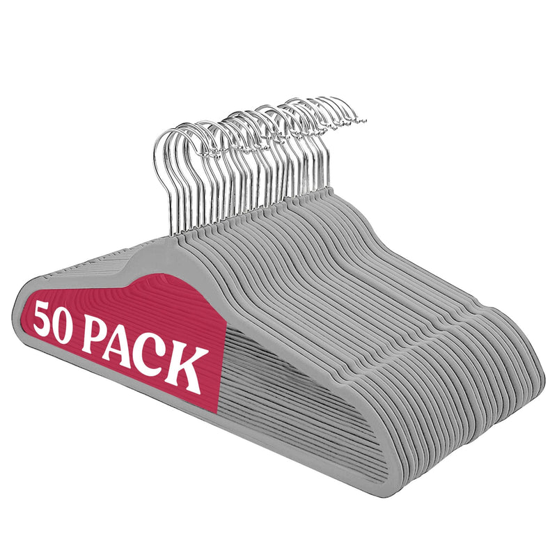 Luxury Velvet Felt Non-Slip Clothes Hangers 50 Pack Ultra Slim