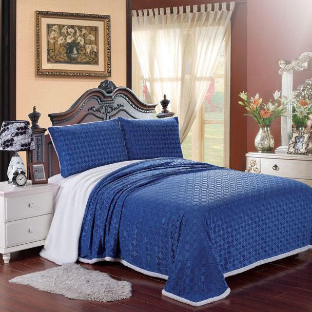 Luxurious Reversible Designer Sherpa Blanket Bed & Bath King Navy - DailySale