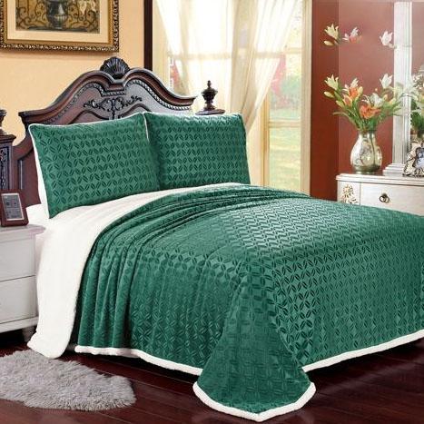 Luxurious Reversible Designer Sherpa Blanket Bed & Bath Queen Green - DailySale