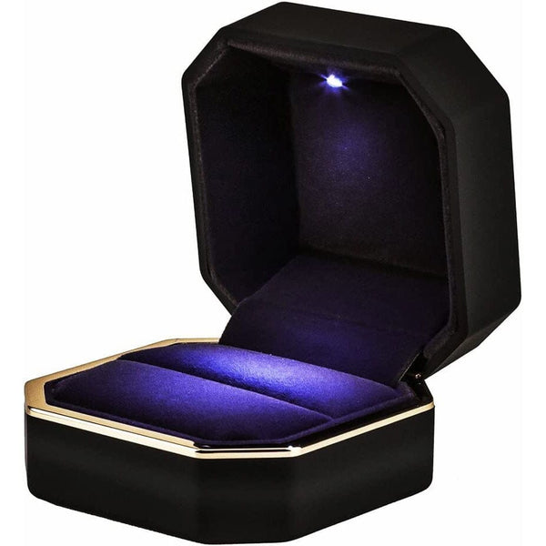 Luxury Ring Box with LED Light Closet & Storage Black - DailySale