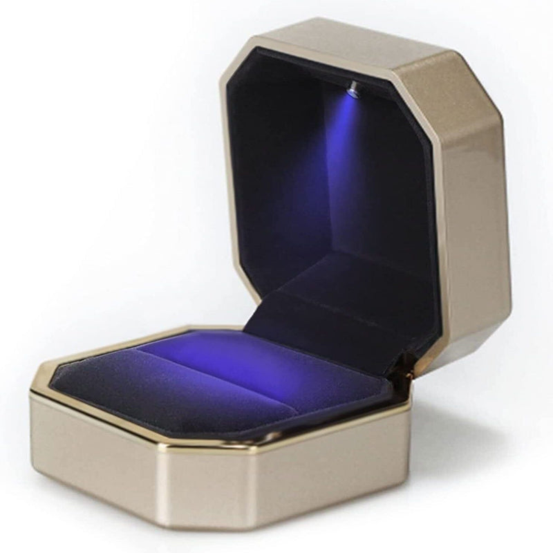 Luxury Ring Box with LED Light Closet & Storage Gold - DailySale