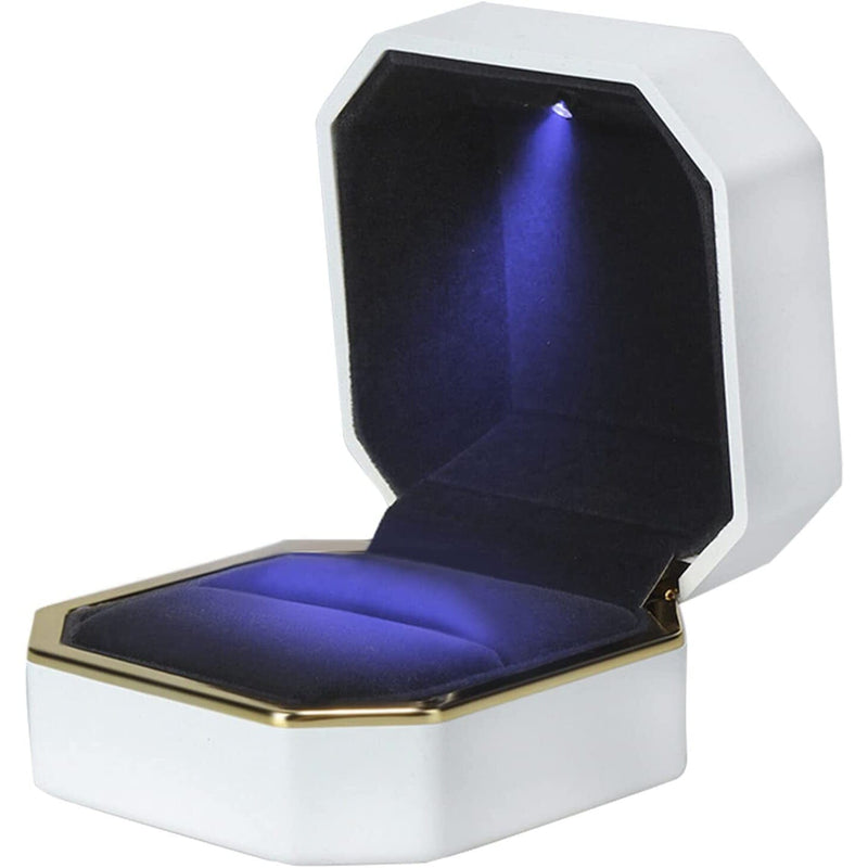 Luxury Ring Box with LED Light Closet & Storage White - DailySale