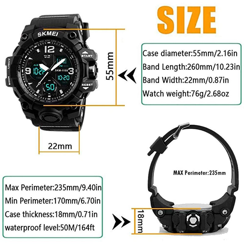 LYMFHCH Large Dual Dial Time Outdoor Army Wrist Watch Tactical Men's Shoes & Accessories - DailySale