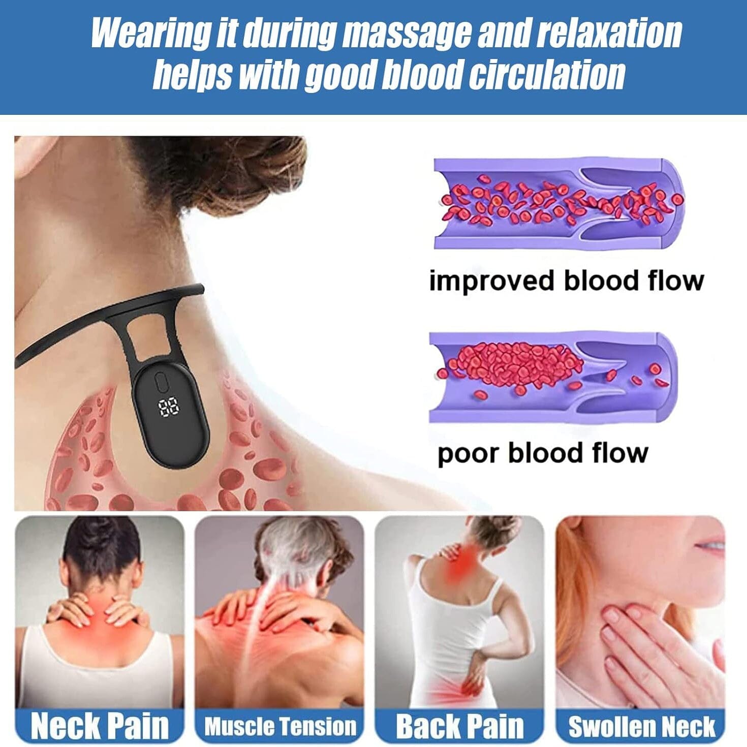 Neck Massager with Heat - Neck Lymphatic Massager for Pain