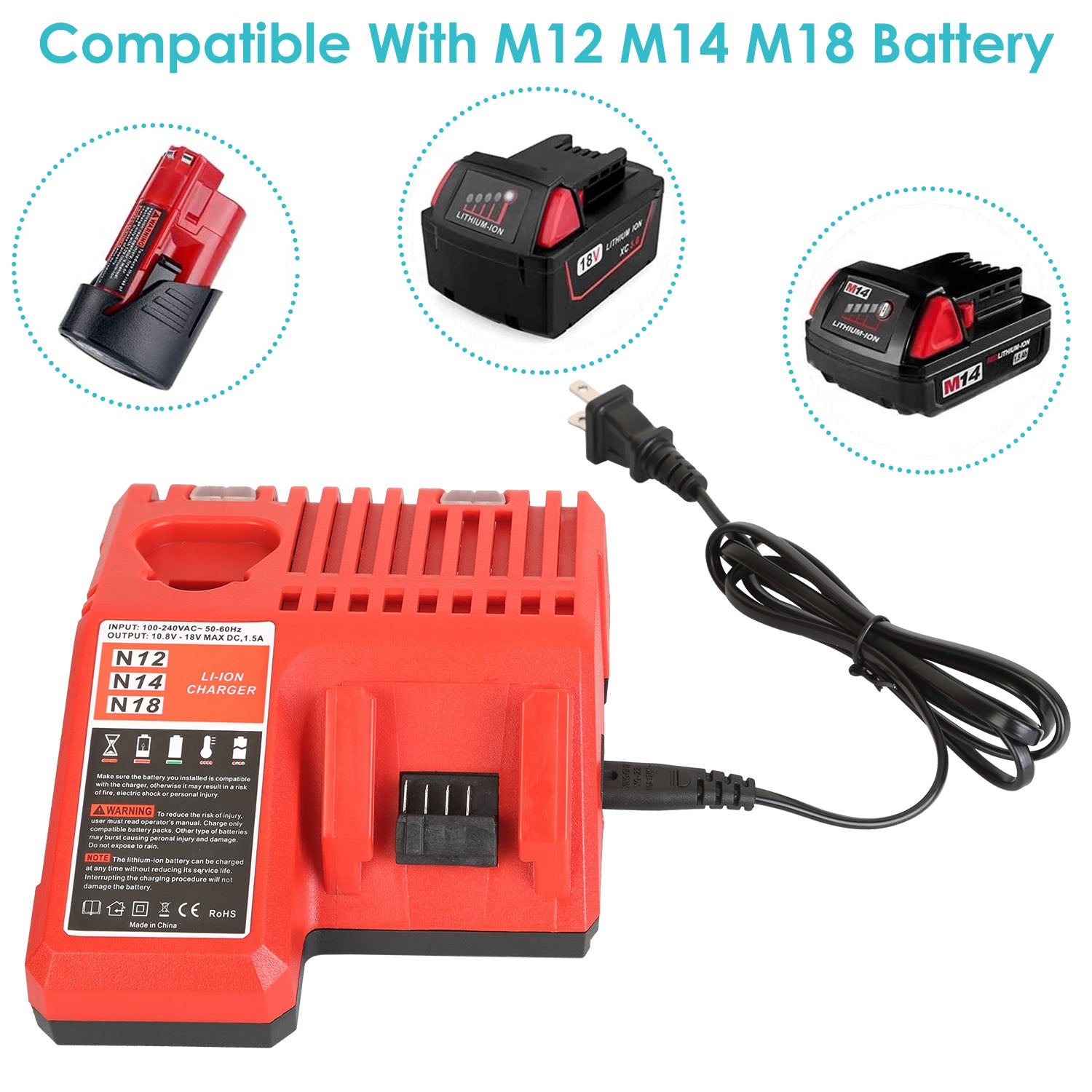 M12 M18 Rapid Fast Charger Fit for Milwaukee Battery Home Improvement - DailySale