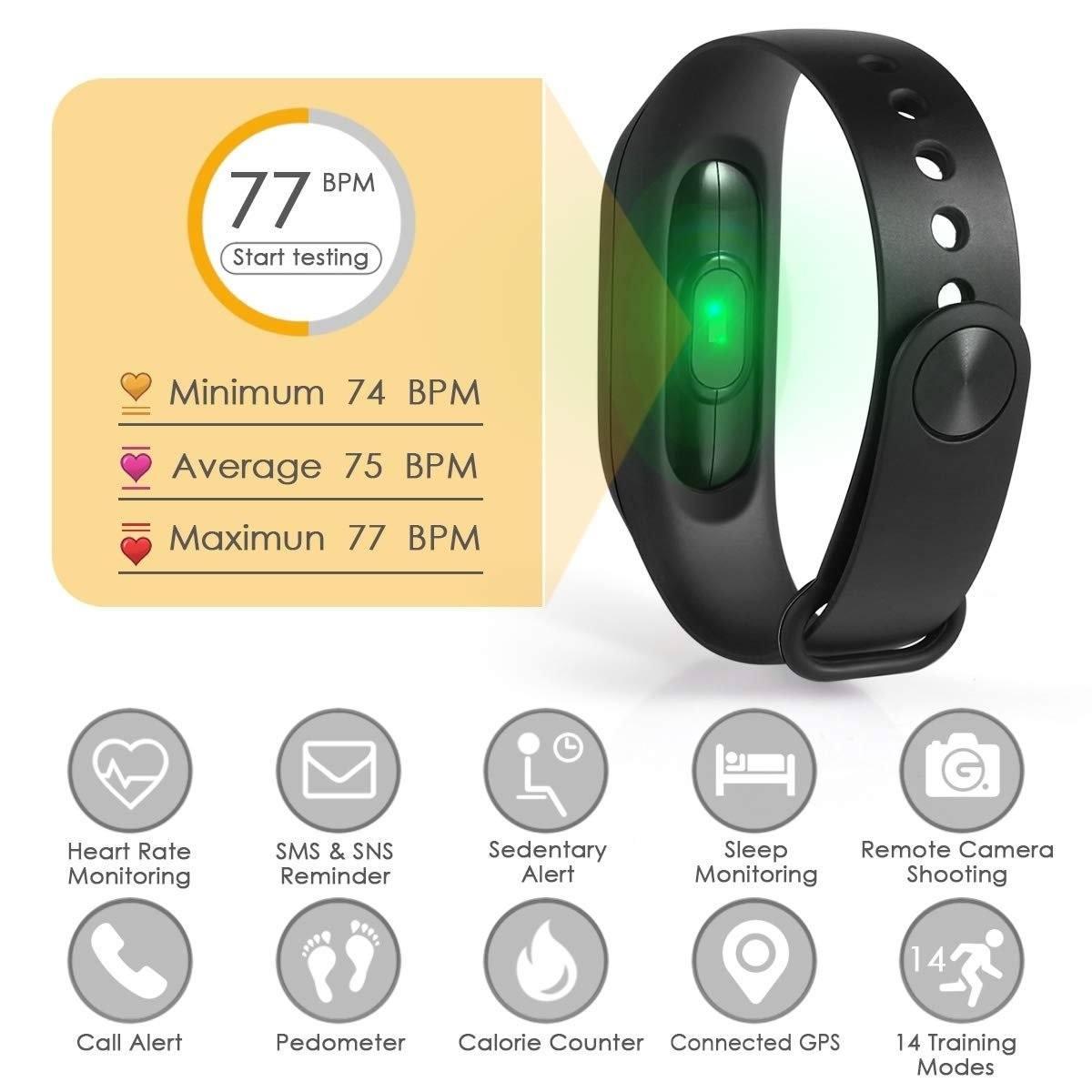 M3 Fitness Tracker - Black Wellness & Fitness - DailySale