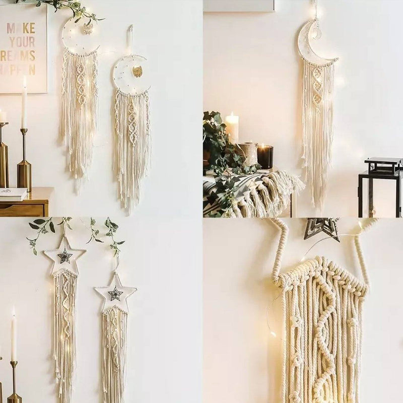 Macrame Woven Wall Hanging Boho Tapestry Moon Star Dreamcatcher Home Decor Furniture & Decor - DailySale