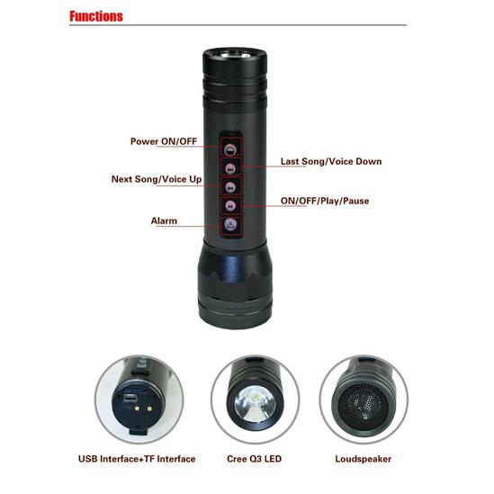 Magic Music Torch Bicycle LED Flashlight With Alarm Sports & Outdoors - DailySale