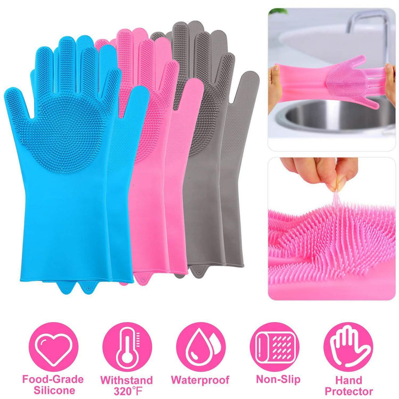 Magic Silicone Brush Dishwashing Gloves Kitchen & Dining - DailySale