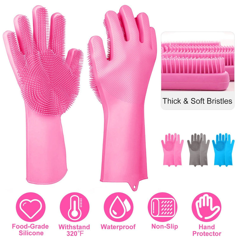 Magic Silicone Brush Dishwashing Gloves Kitchen & Dining - DailySale