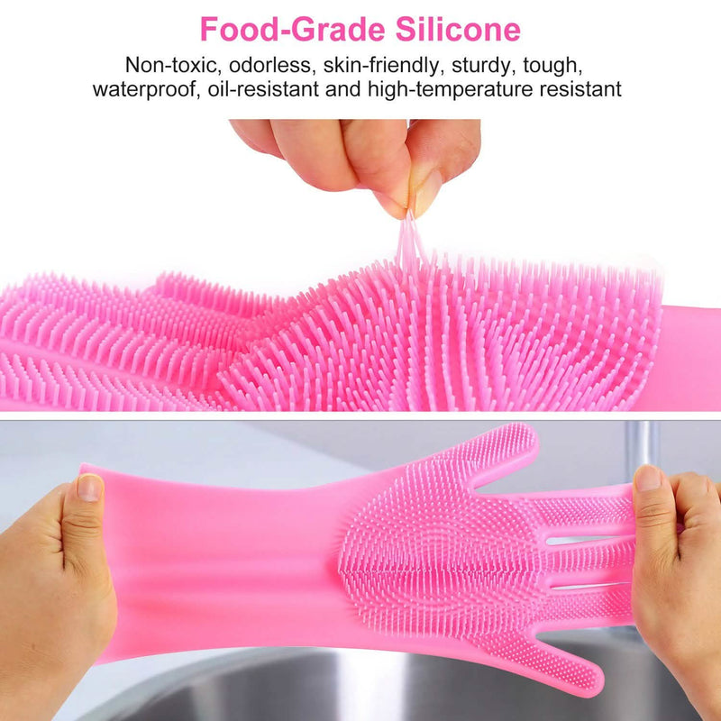 Magic Silicone Brush Dishwashing Gloves Kitchen & Dining - DailySale