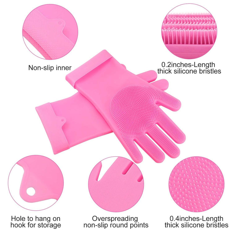 Magic Silicone Brush Dishwashing Gloves Kitchen & Dining - DailySale