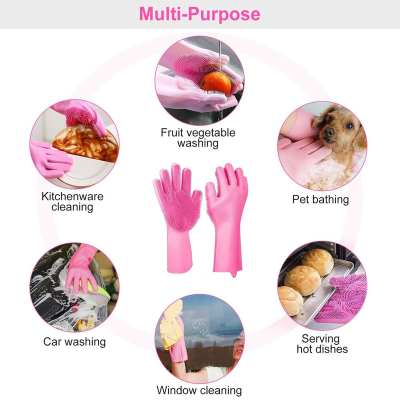 Magic Silicone Brush Dishwashing Gloves Kitchen & Dining - DailySale