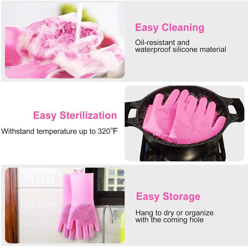 Magic Silicone Brush Dishwashing Gloves Kitchen & Dining - DailySale