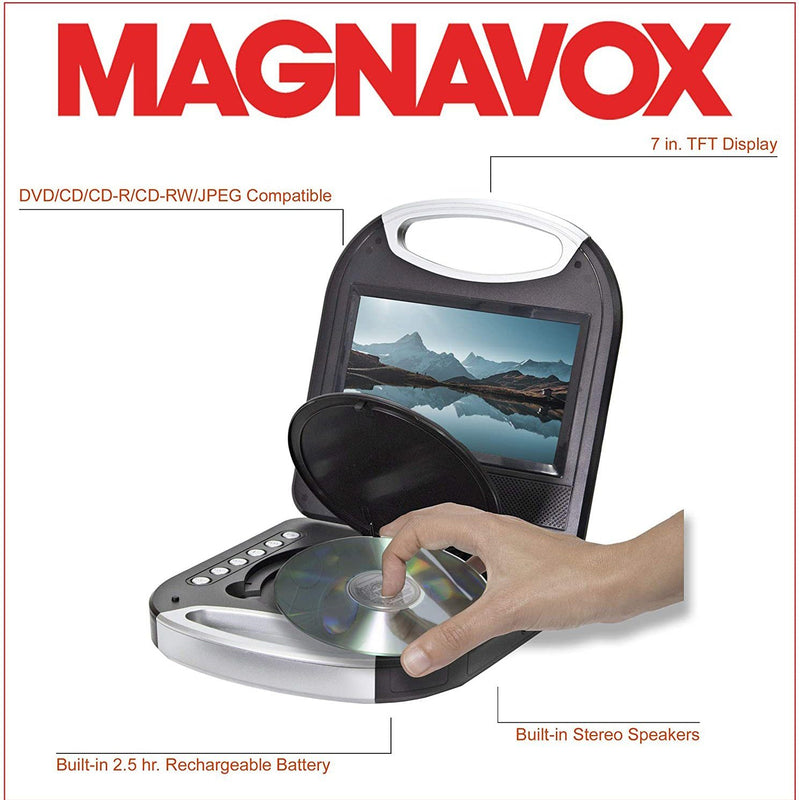 Magnavox MTFT750-BK Portable 7 inch TFT DVD/CD Player TV & Video - DailySale