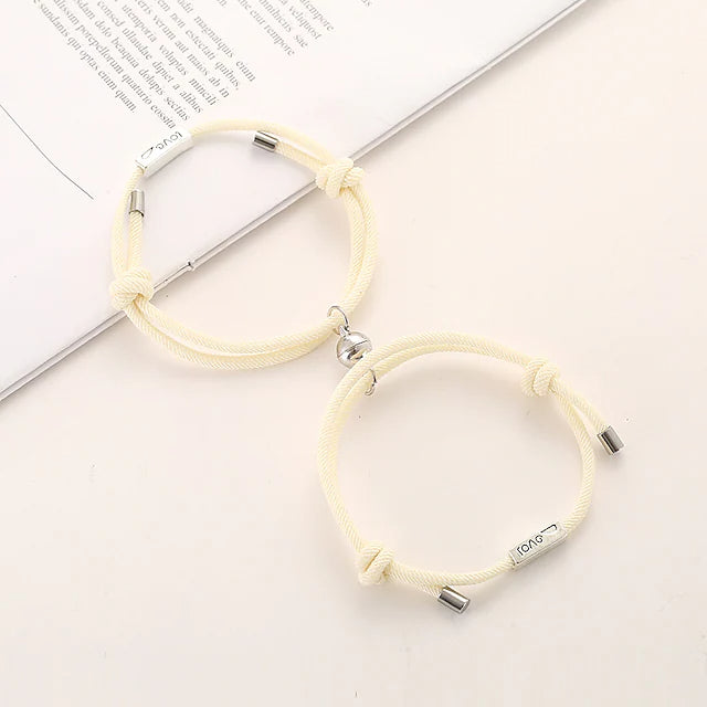 Magnetic Adjustable Simple Rope Couple Bracelet Bracelets Beige - DailySale