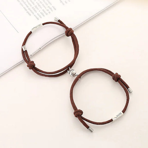 Magnetic Adjustable Simple Rope Couple Bracelet Bracelets Coffee - DailySale