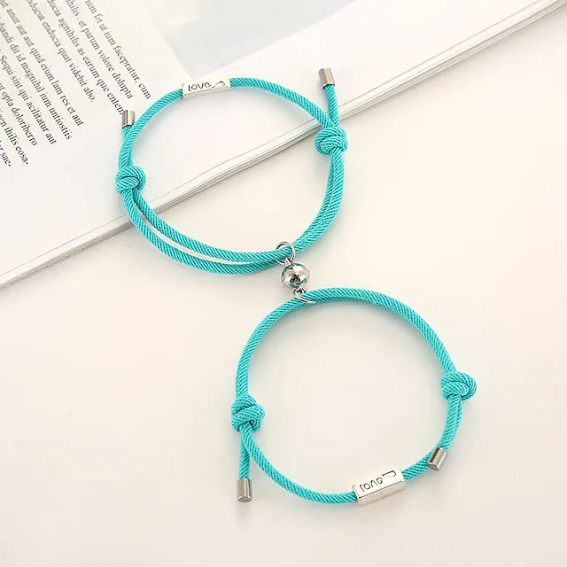 Magnetic Adjustable Simple Rope Couple Bracelet Bracelets Lake Blue - DailySale
