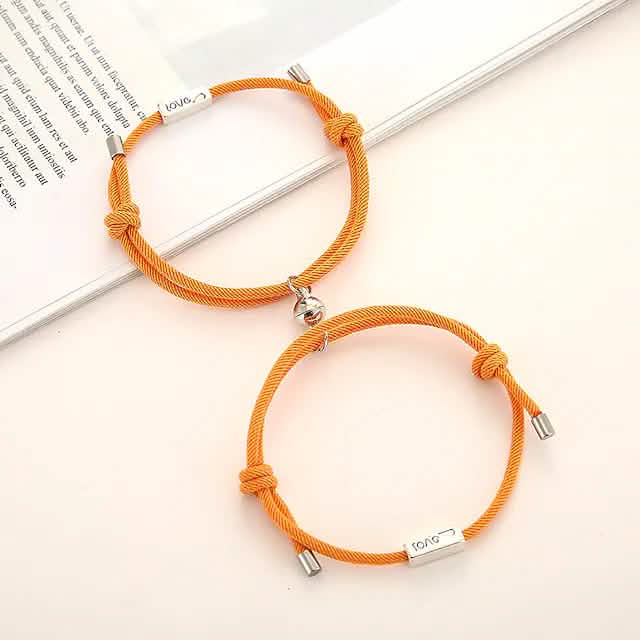 Magnetic Adjustable Simple Rope Couple Bracelet Bracelets Light Brown - DailySale