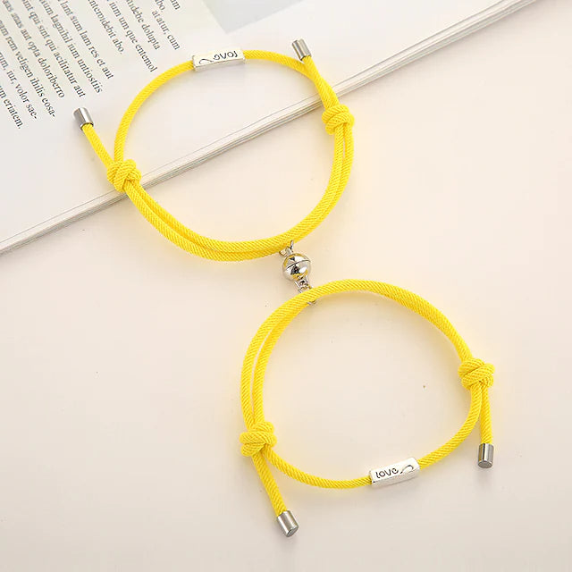 Magnetic Adjustable Simple Rope Couple Bracelet Bracelets Yellow - DailySale
