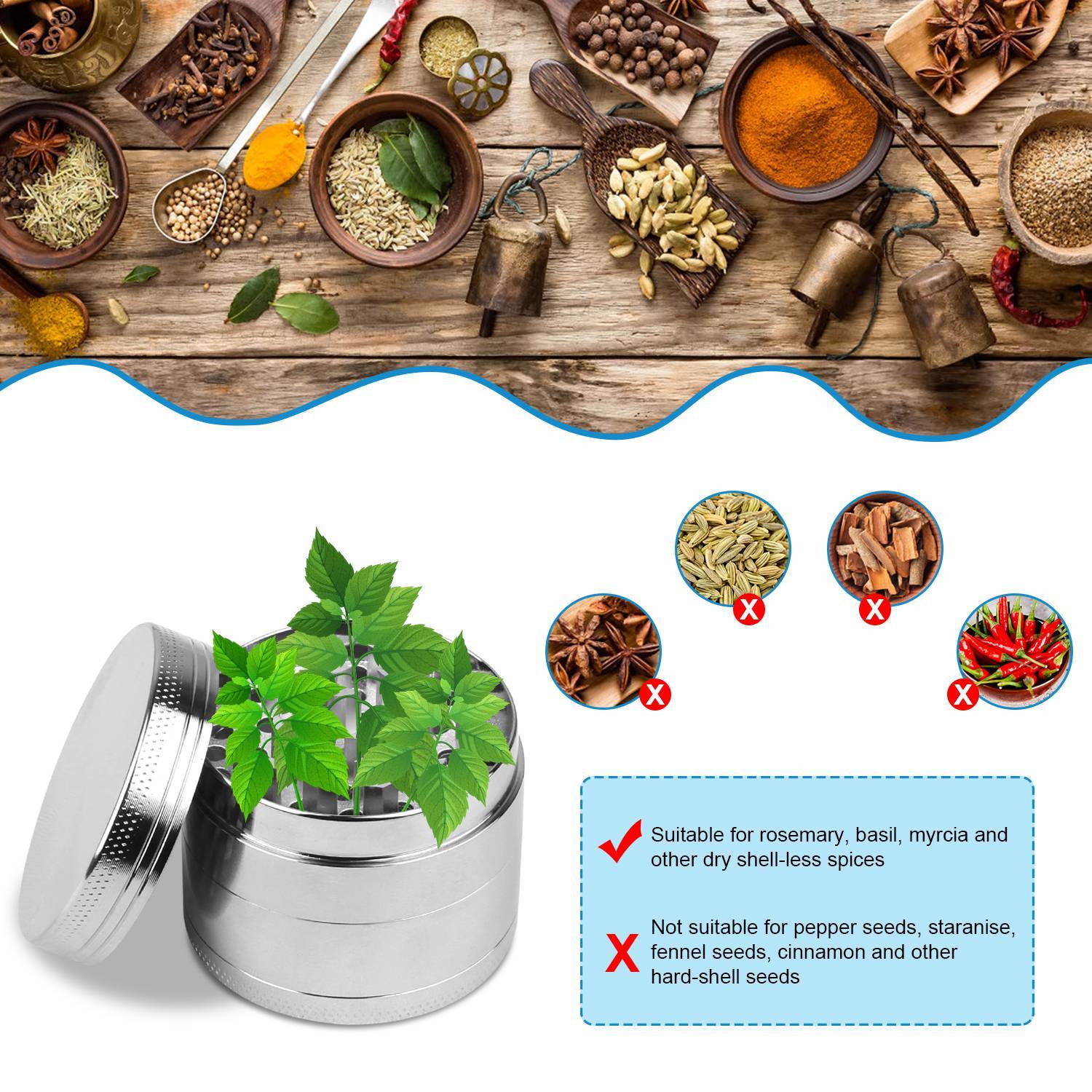 Magnetic Herb Spice Tobacco Grinder Kitchen & Dining - DailySale