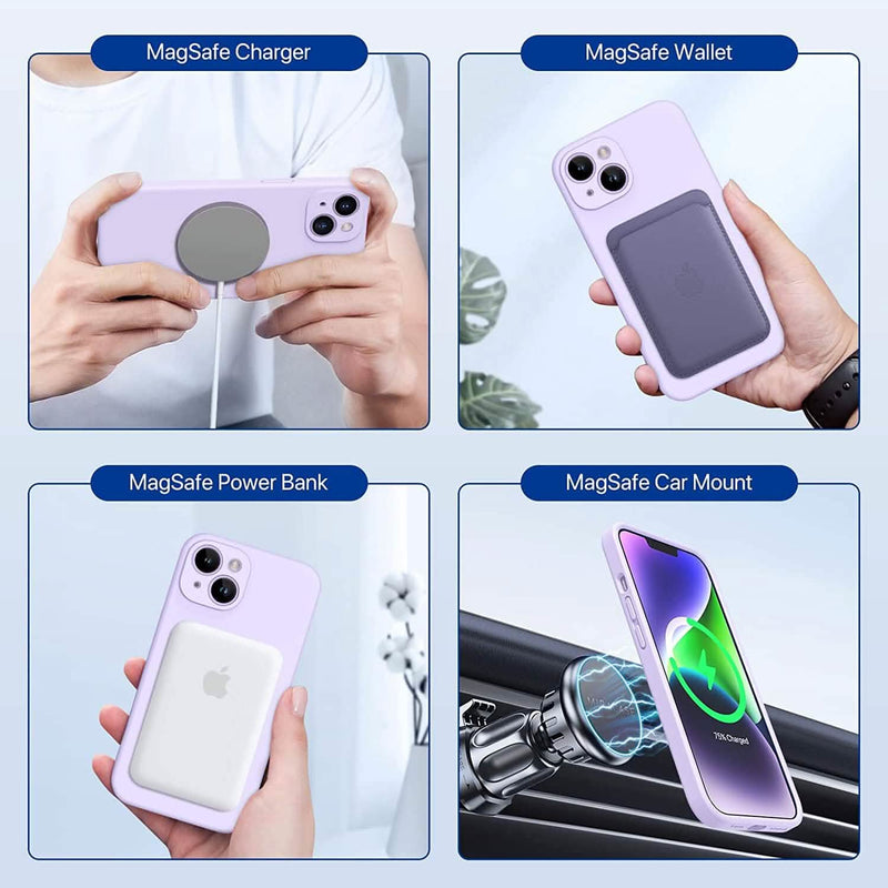 Magnetic MagSafe Case for iPhone 14 Plus with Glass Screen Protector, Silicone Case 6.7 inch Mobile Accessories - DailySale