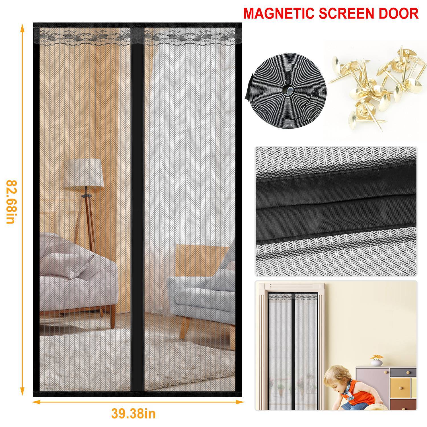 Magnetic Screen Door Hands-free Fly Mesh Door Curtain Pest Control - DailySale