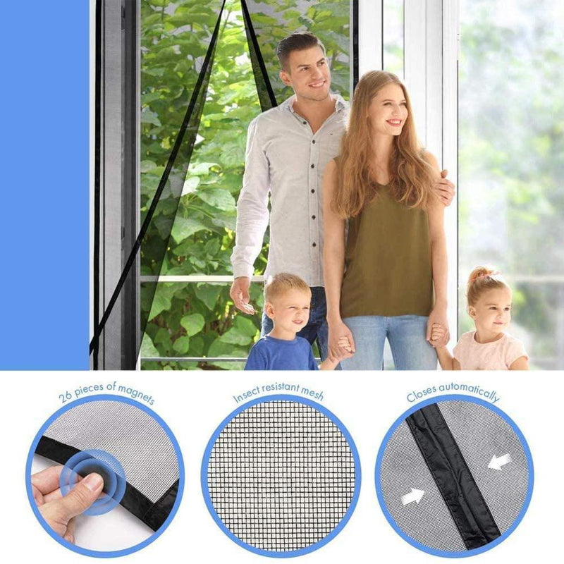 Magnetic Screen Door With Durable Fiberglass Mosquito Mesh Curtain Garden & Patio - DailySale