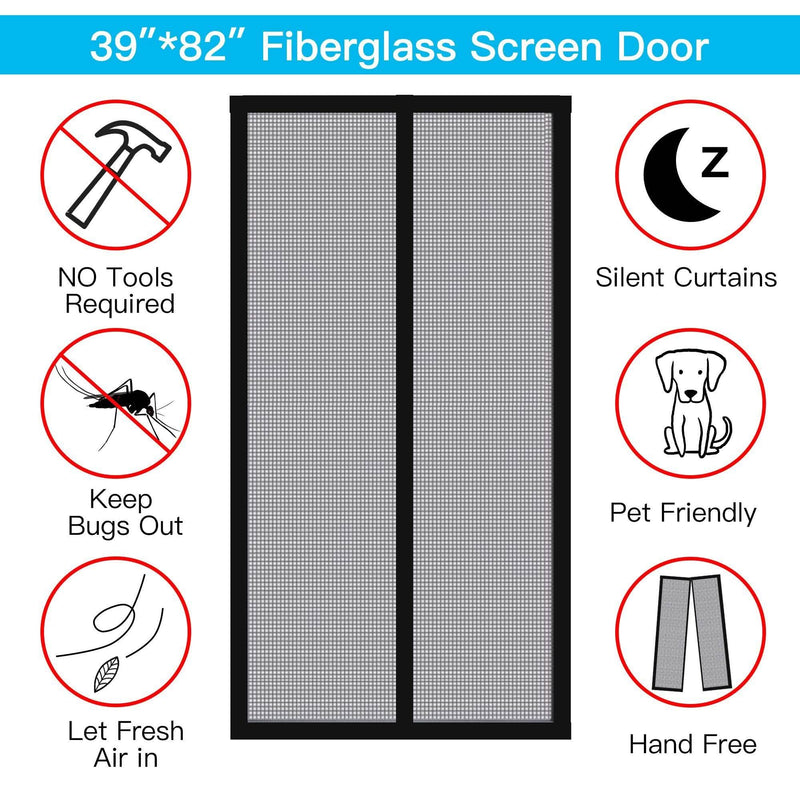 Magnetic Screen Door With Durable Fiberglass Mosquito Mesh Curtain Garden & Patio - DailySale