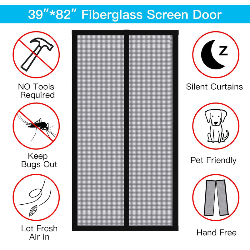 Magnetic Screen Door With Durable Fiberglass Mosquito Mesh Curtain Garden & Patio - DailySale