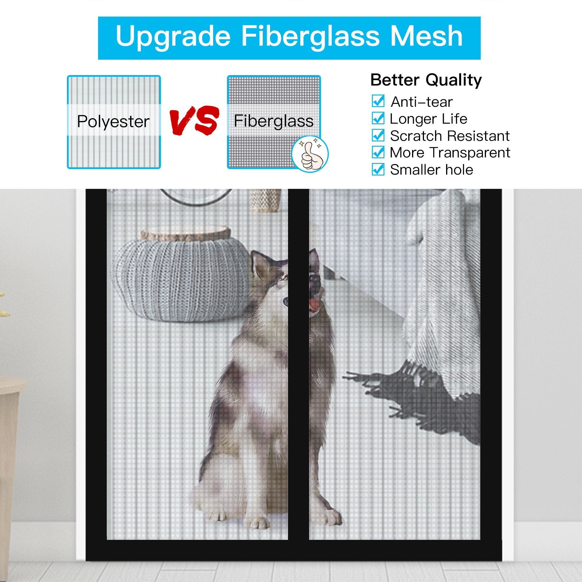 Magnetic Screen Door With Durable Fiberglass Mosquito Mesh Curtain Garden & Patio - DailySale