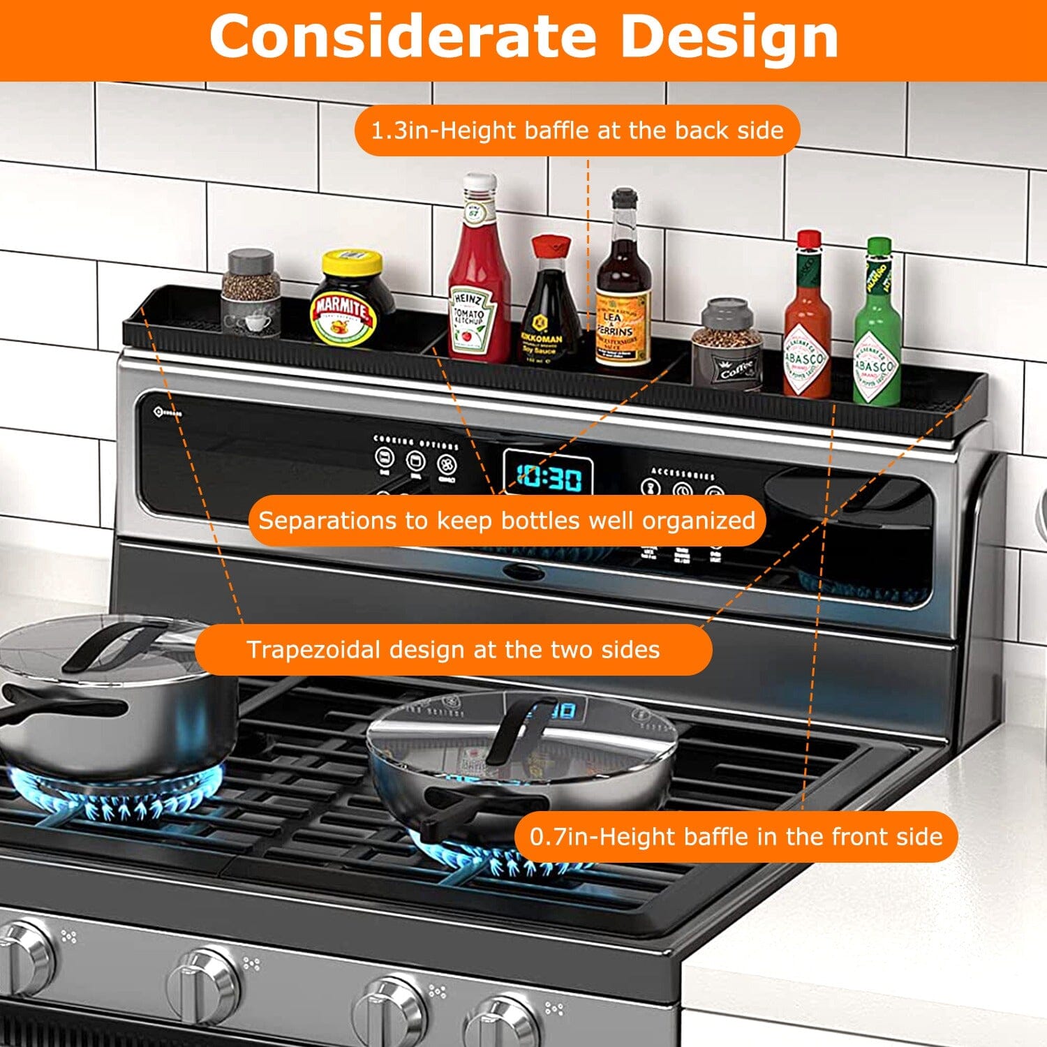 Magnetic Stove Top Shelf Silicone Non-Slip Organizer Kitchen Storage - DailySale