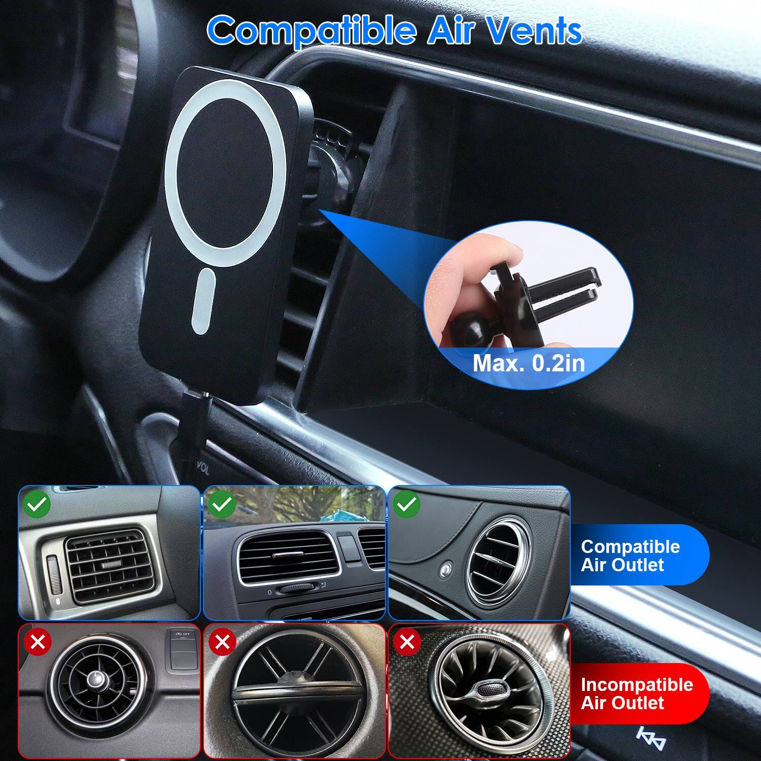 Magnetic Wireless Charger MagSafe Car Phone Mount Air Vent Holder Automotive - DailySale