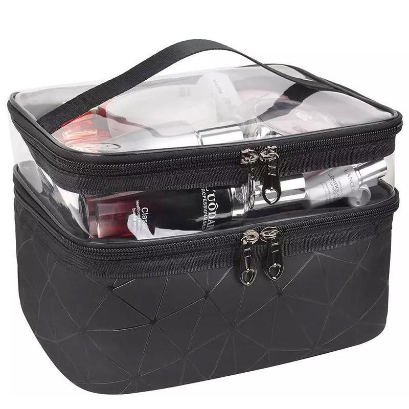 Makeup Bags Double layer Travel Cosmetic Cases Bags & Travel Black - DailySale