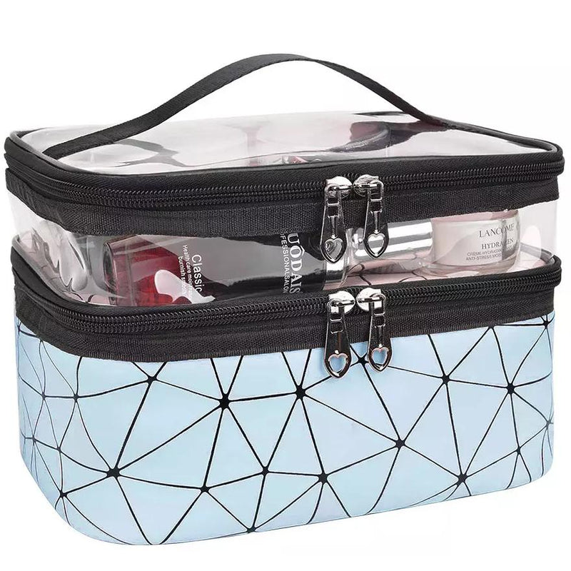 Makeup Bags Double layer Travel Cosmetic Cases Bags & Travel Blue - DailySale