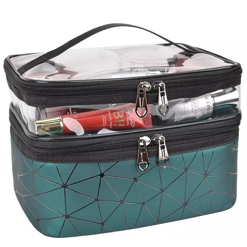 Makeup Bags Double layer Travel Cosmetic Cases Bags & Travel Green - DailySale