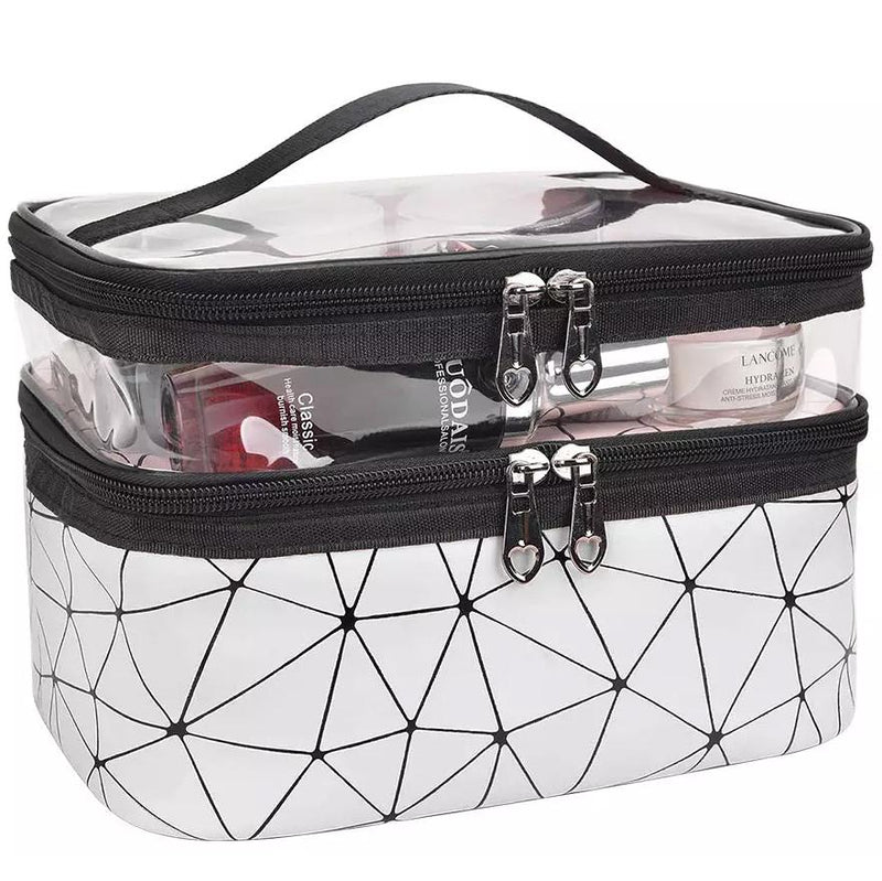 Makeup Bags Double layer Travel Cosmetic Cases Bags & Travel Silver - DailySale