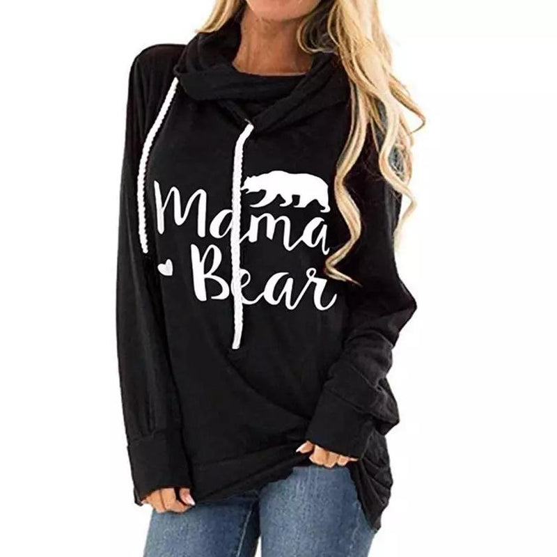 Mama Bear Hooded Fashion Tunic Women's Clothing Black S - DailySale